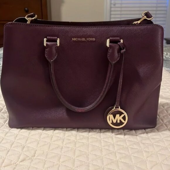 Michael Kors Edith Large Saffiano Leather Handbag (Merlot) - Picture 1 of 8